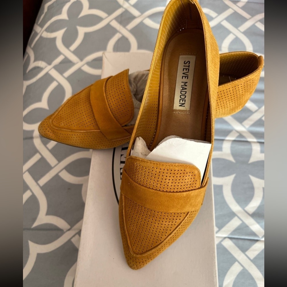 Steve Madden Women's Yellow Perforated Loafers - Picture 2 of 5